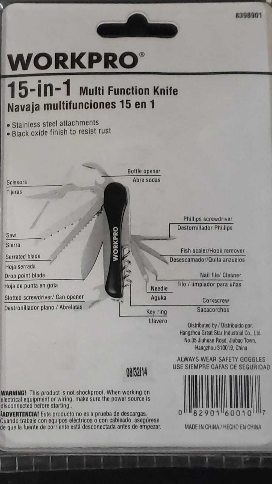 Workpro 15-in-1 Multi Function Pocket Knife 8398901
