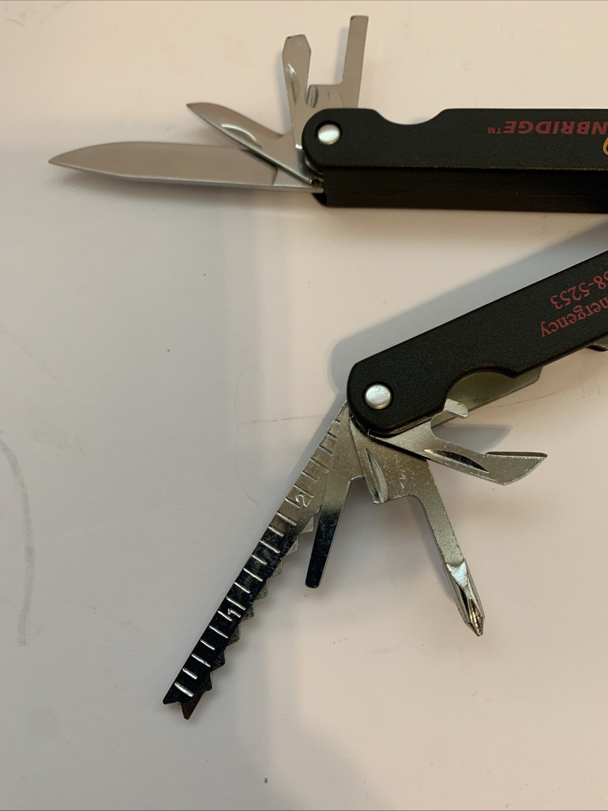 Enbridge Logo Multi Tool With Nylon Belt Sheath Stainless Steel Folded 5”