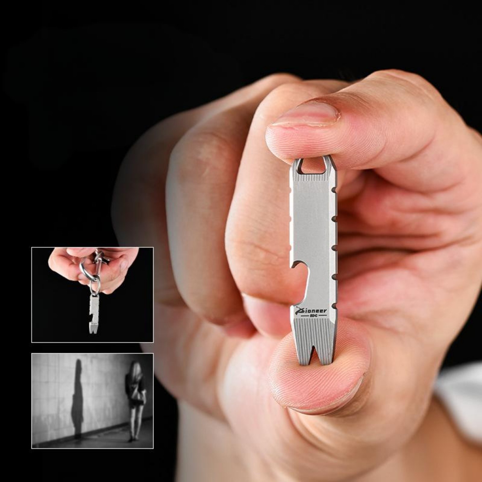 Mini EDC Pry Bar Multi-Tool Bottle Opener Keychain Tool Titanium Alloy