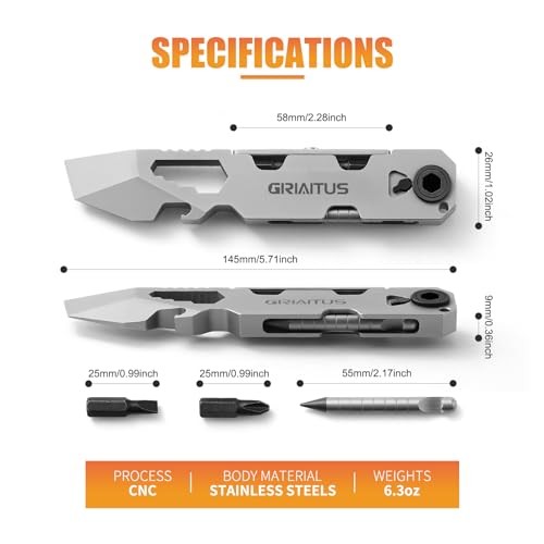EDC Pry Bar Multitool with Bi-Directional Ratchet Screwdriver & Everlasting