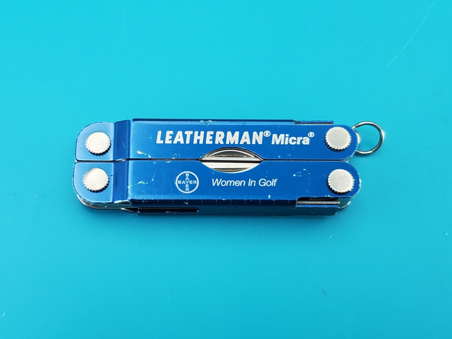 Leatherman Micra Blue Multi-Tool, Knife, Scissors, Key Ring! BAYER WOMEN IN GOLF