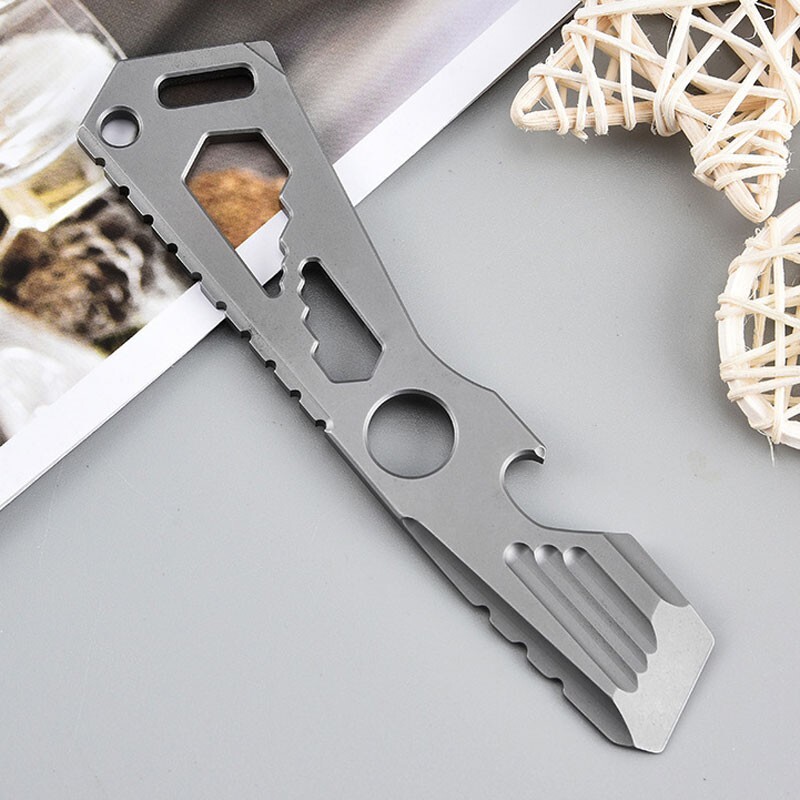 EDC Titanium Stainless Steel Multitool Card Crowbar Opener outdoor Pry Bar Tool