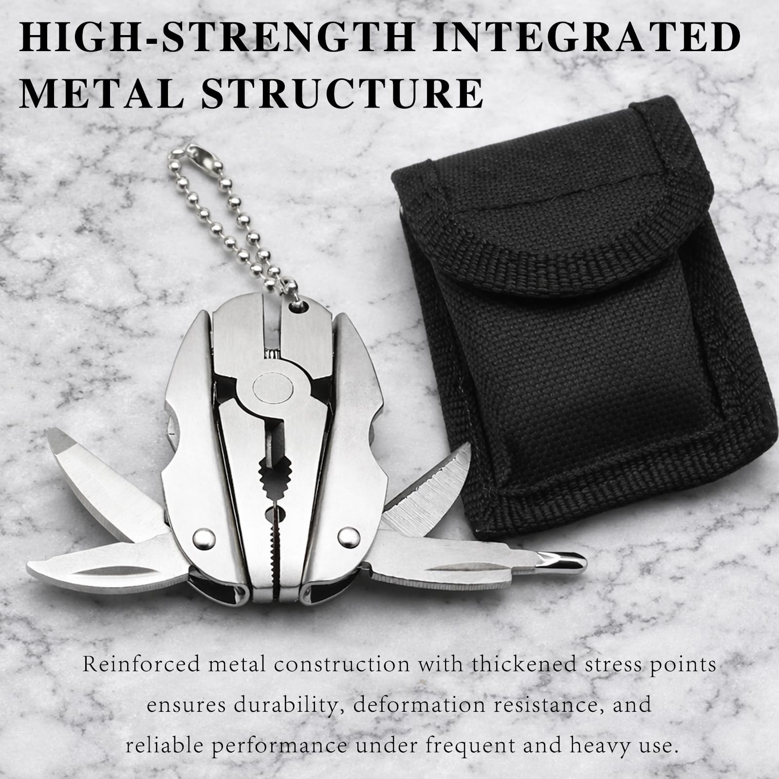 2-Piece Mini 6-in-1 Keychain Multitool Plier with Carry Case – Adjustable Wre…