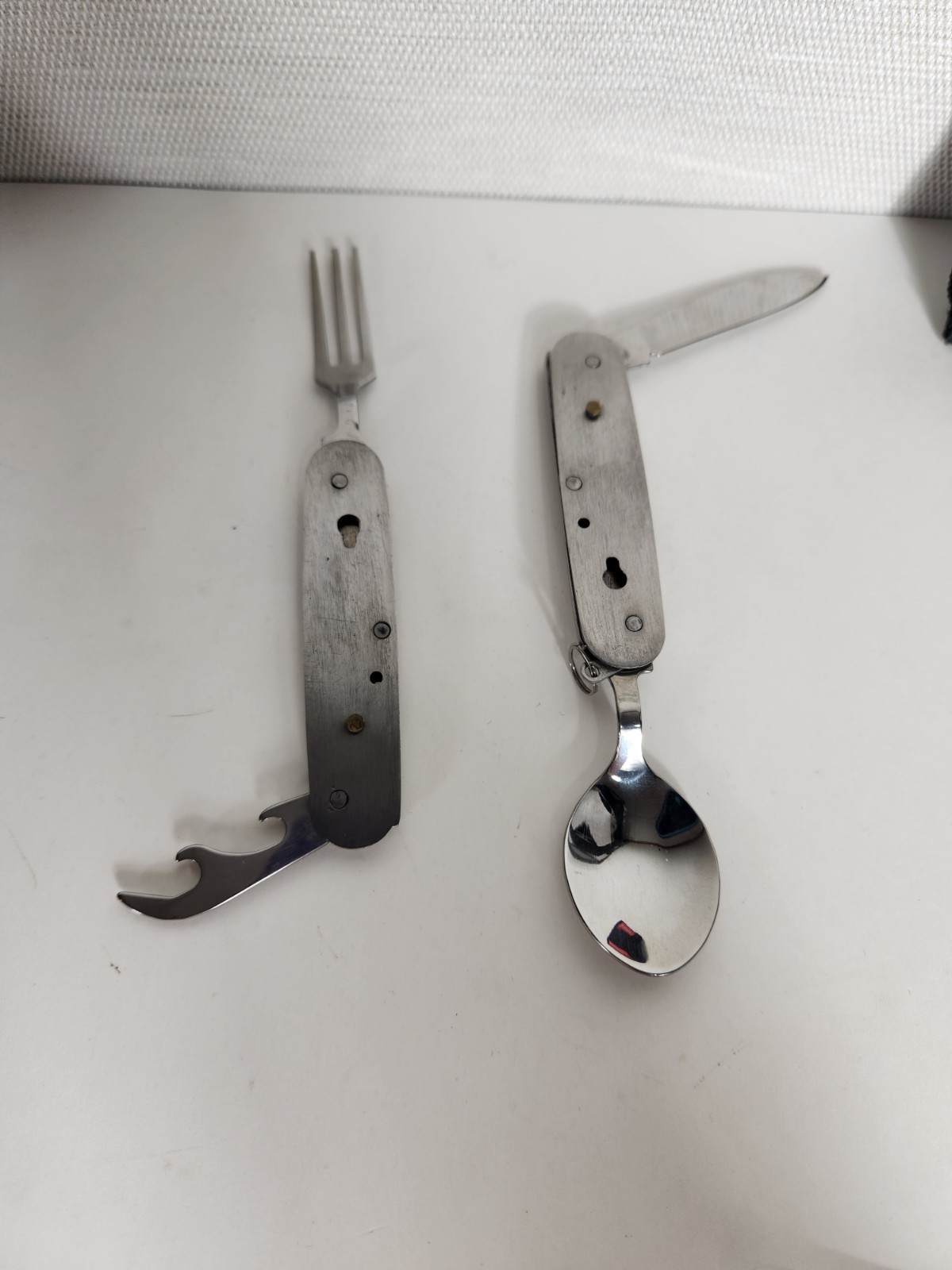 Vtg Coleman Camp Multi Tool Spoon Fork Knife Can Bottle Opener Stainless Steel