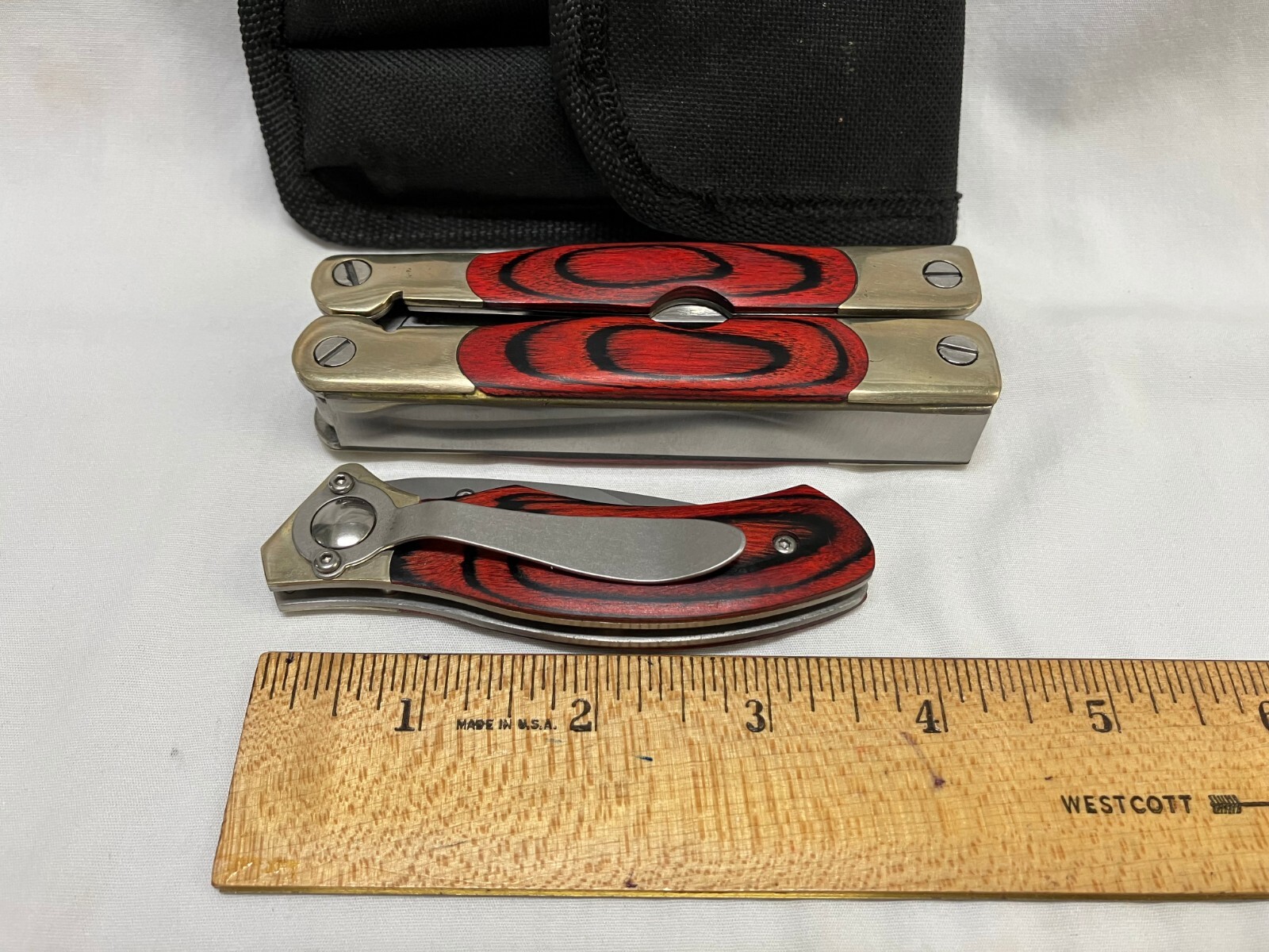 Appalachian Trail Multitool and Knife Set in Belt Case Knives Pliers Saw More