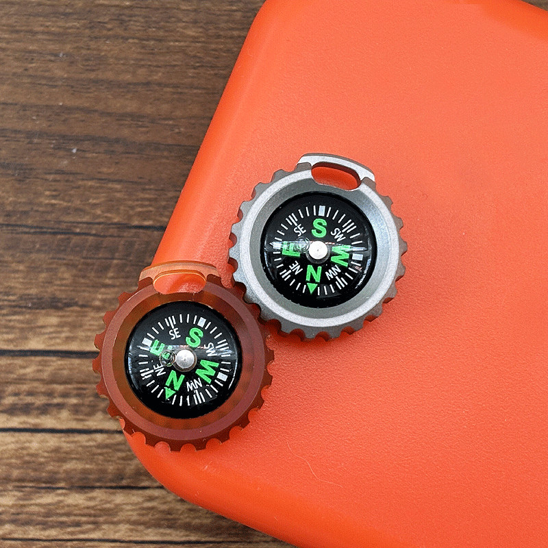 PEI Titanium Pocket Compass for Outdoor Camping Travel EDC Necklace Pendant DIY