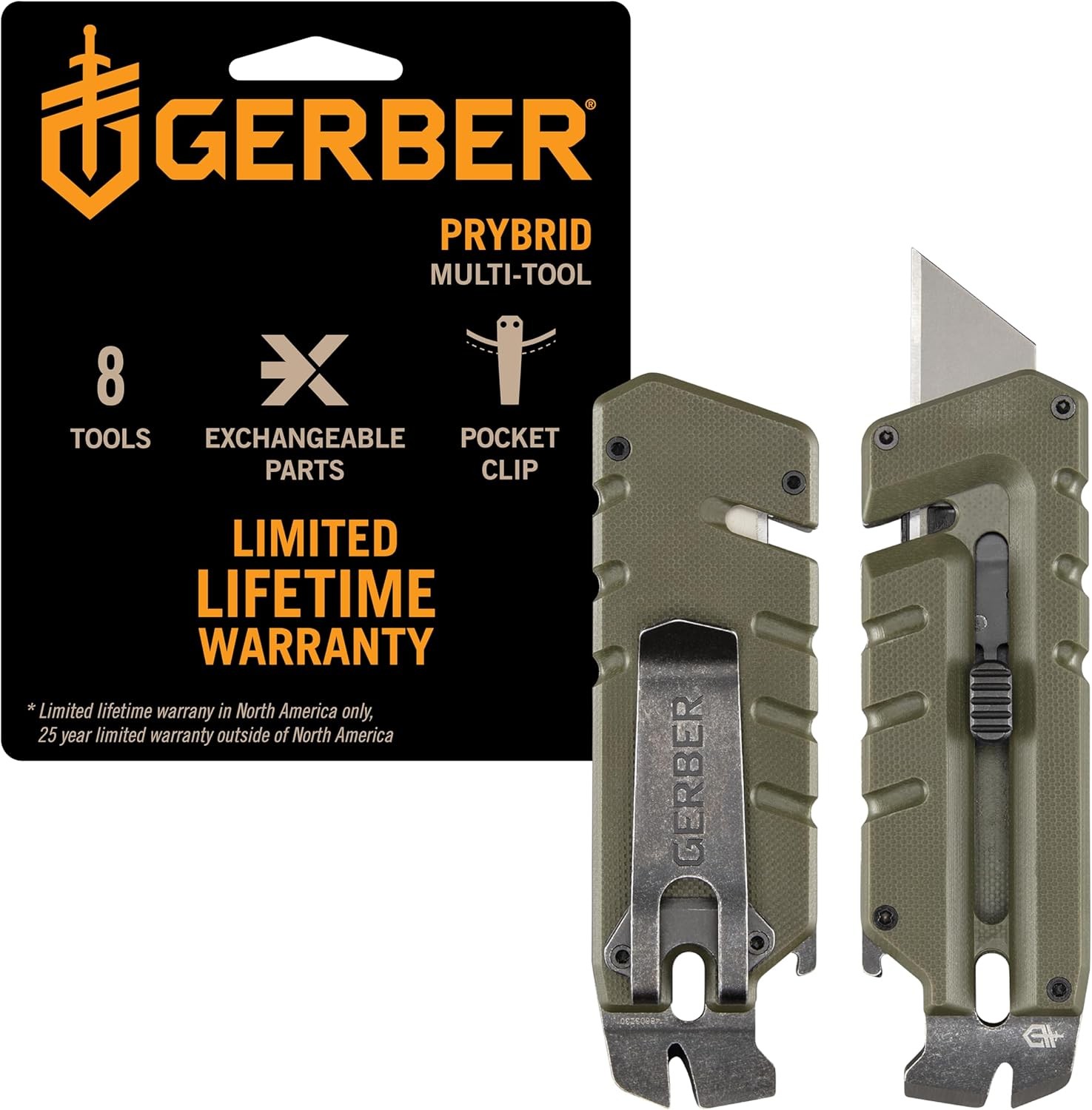 Gear Prybrid Utility Knife W/ Pocket Clip Box Cutter Retractable Blade Heavy