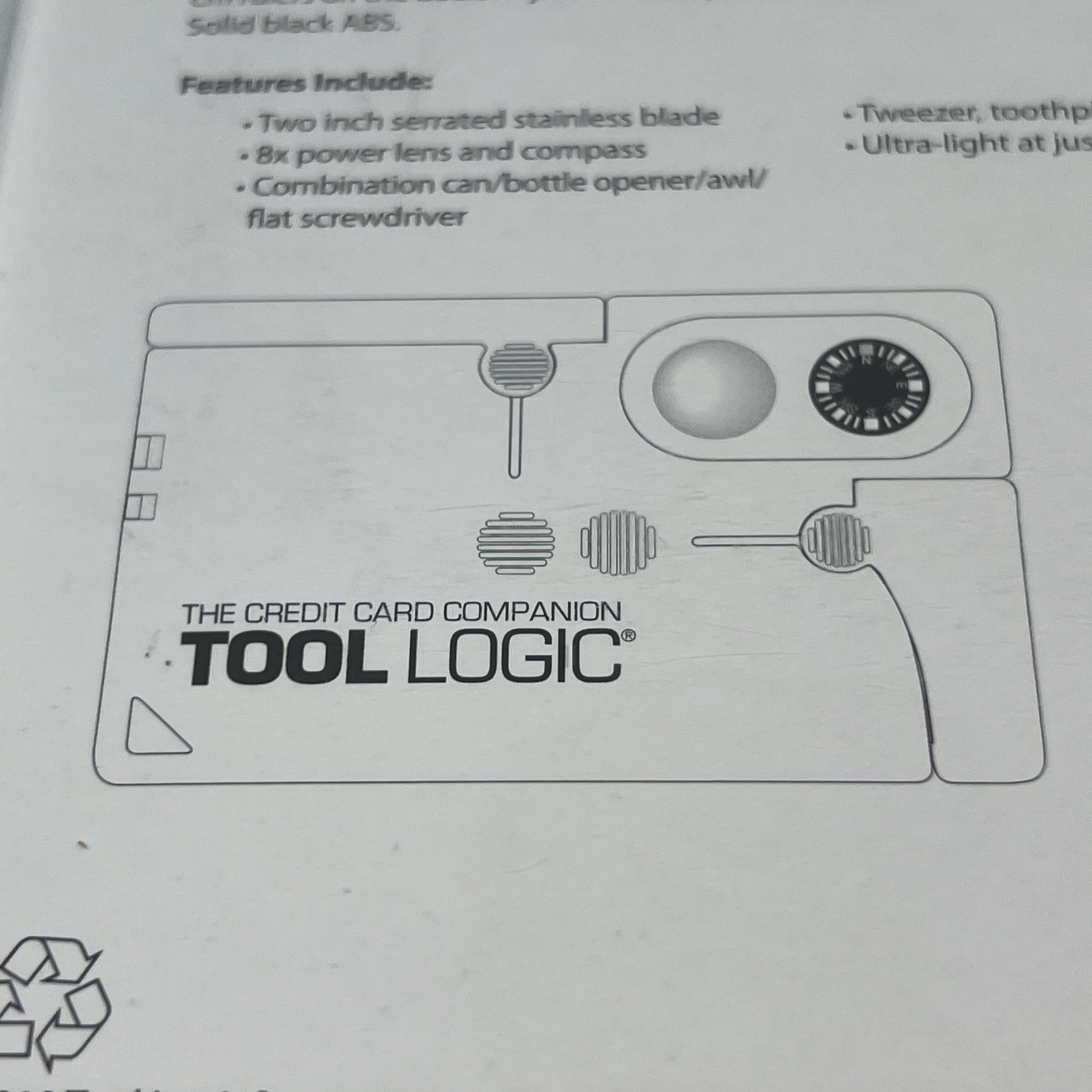 TOOL LOGIC CC1SB Credit Card Companion w/ Compass/Bottle-Opener/Pocket Knife