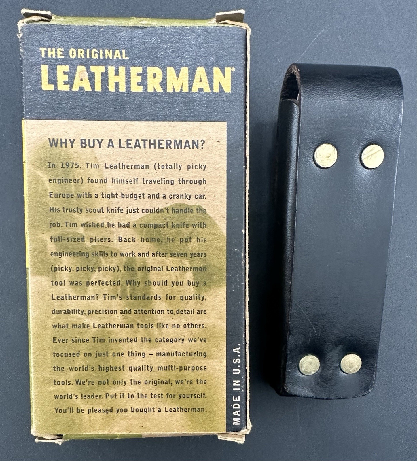 Original Leatherman Super Tool Sheath Box Portland Oregon Pat Pend Badger Meter