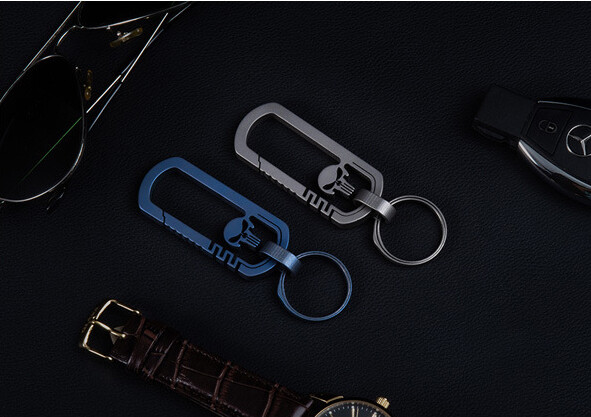 EDC Titanium TC4 Skull Keychain Carabiner w/ Key Ring Outdoor Fast Hanging Tool