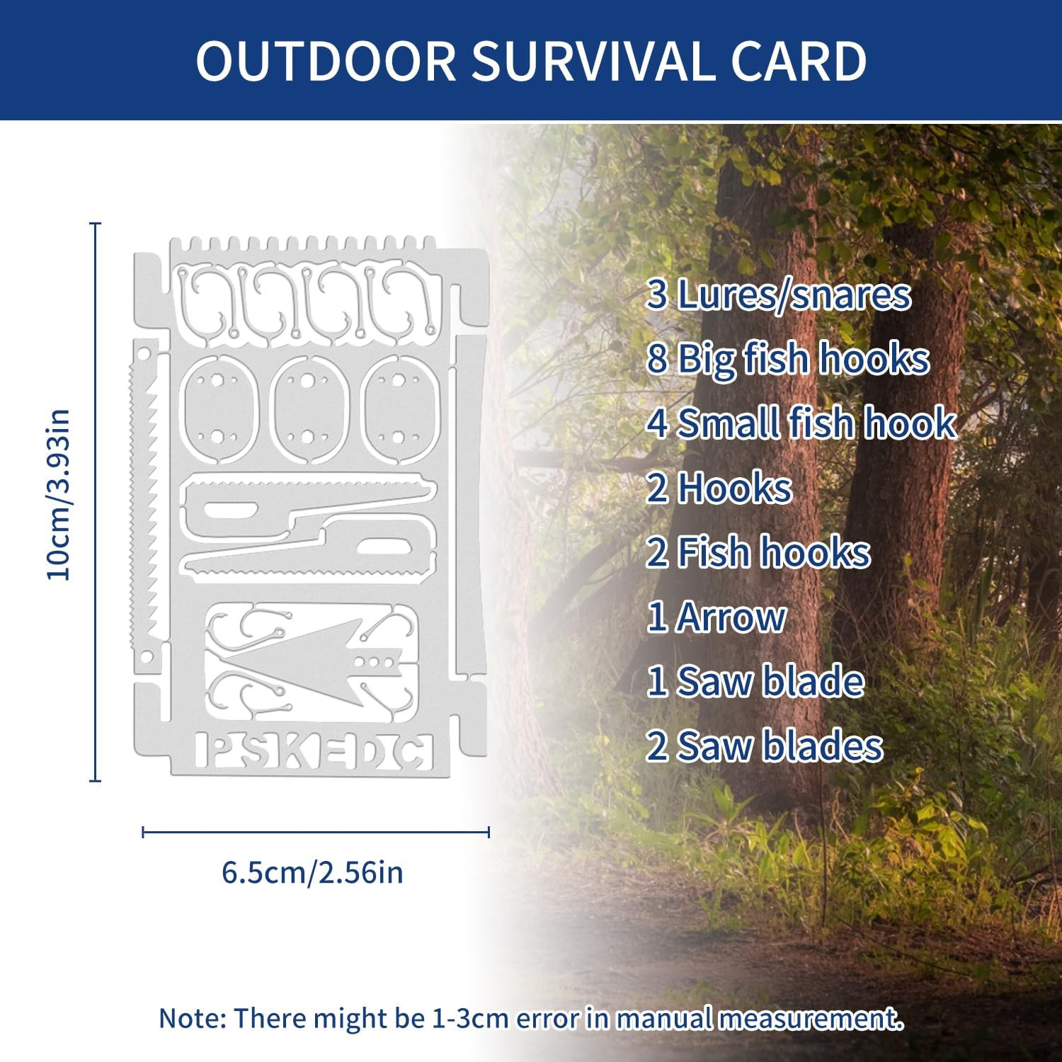 Survival Cards, Multitool Camping Tool EDC Kit for Outdoor Hiking, Fishing, Hunt