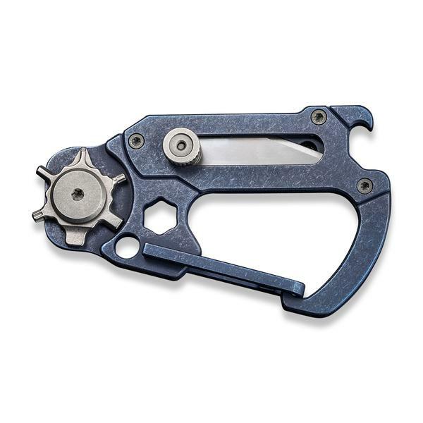 Civivi Polymorph Carabiner Keychain Titanium Multi Tool Blue Utility Blades