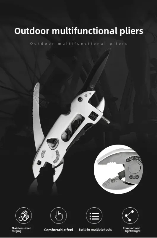 Adjustable Multi-Tool Knife EDC Gear Set Wrench, Screwdriver, Pliers Pocket Tool