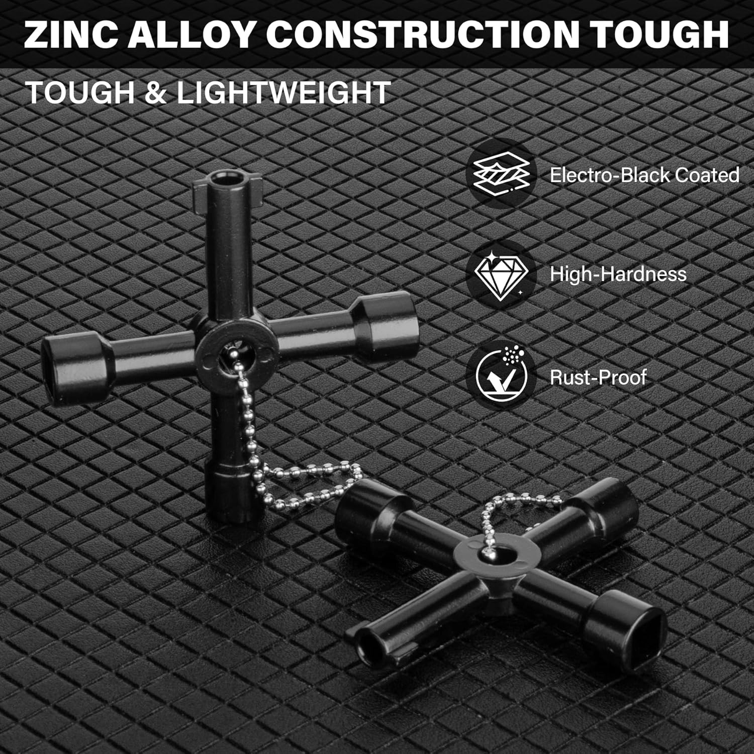 4 Way Zinc Alloy Water Key for Plumbers and Electricians – Compact & Stylish