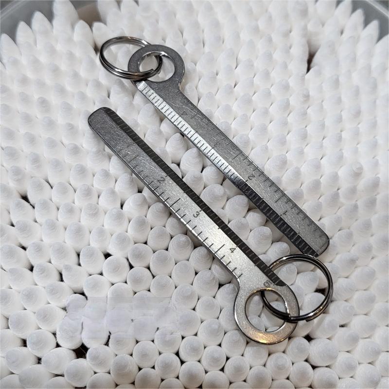 EDC Mini Titanium Ruler CM Inch Scale Keychain Pendant Key Ring Measuring Tool