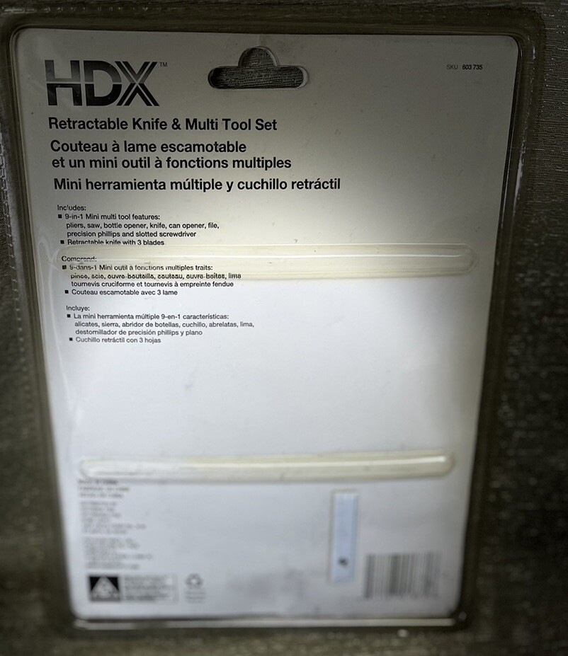 HDX Retractable Knife & Mini Multi Tool Set New In Package Orange And Gray