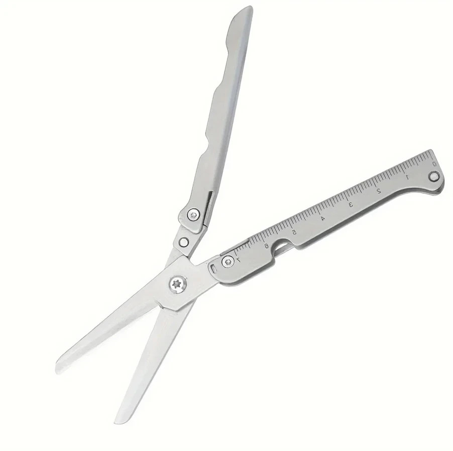 1pc Multifunctional Folding Stainless Steel Survival Scissors Portable EDC Tool