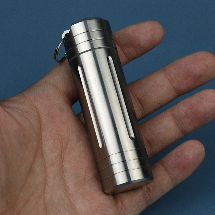 Titanium Alloy Waterproof Case EDC Portable Pill Medicine Capsule Storage Tools