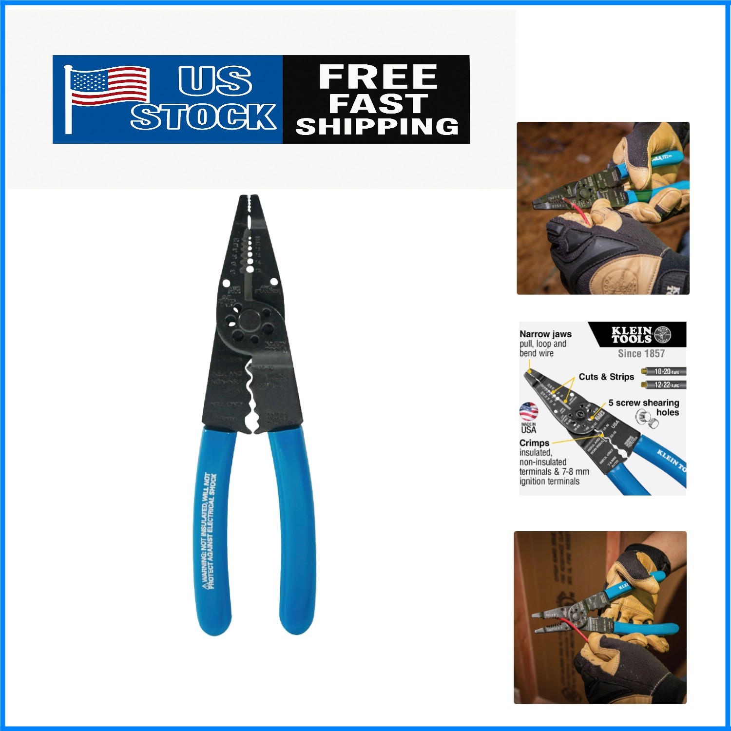 Klein 8-Inch Multi-Tool: Long Nose Wire Cutter, Crimper & Stripper, Made in USA