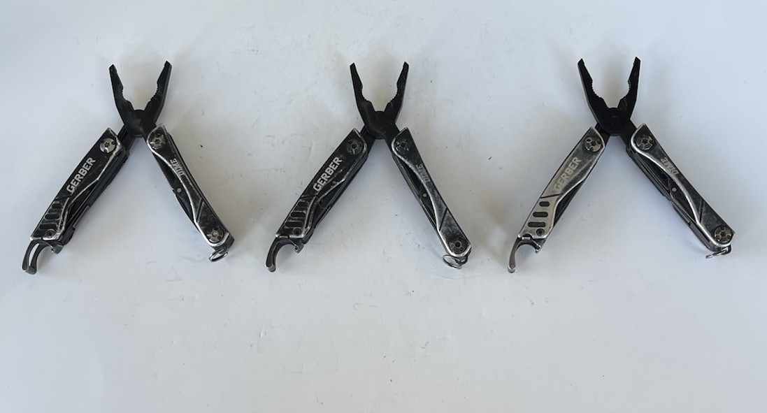 Lot 3 Gerber Dime Mini Multitools, Black, Good Condition, Plain Edge, Fast Ship!