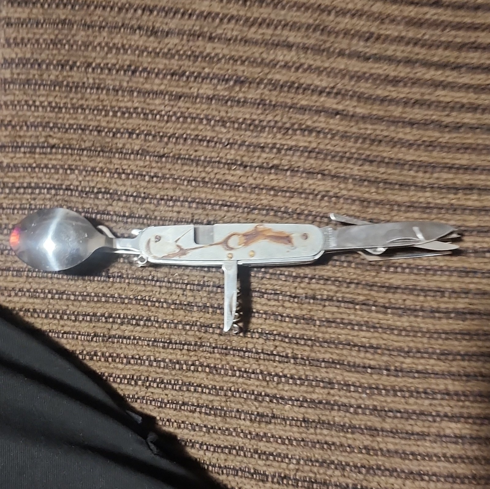 Stainless Steel 7-Tool Foldable Camping Utensil Multi-Tool Knife Spoon Fork