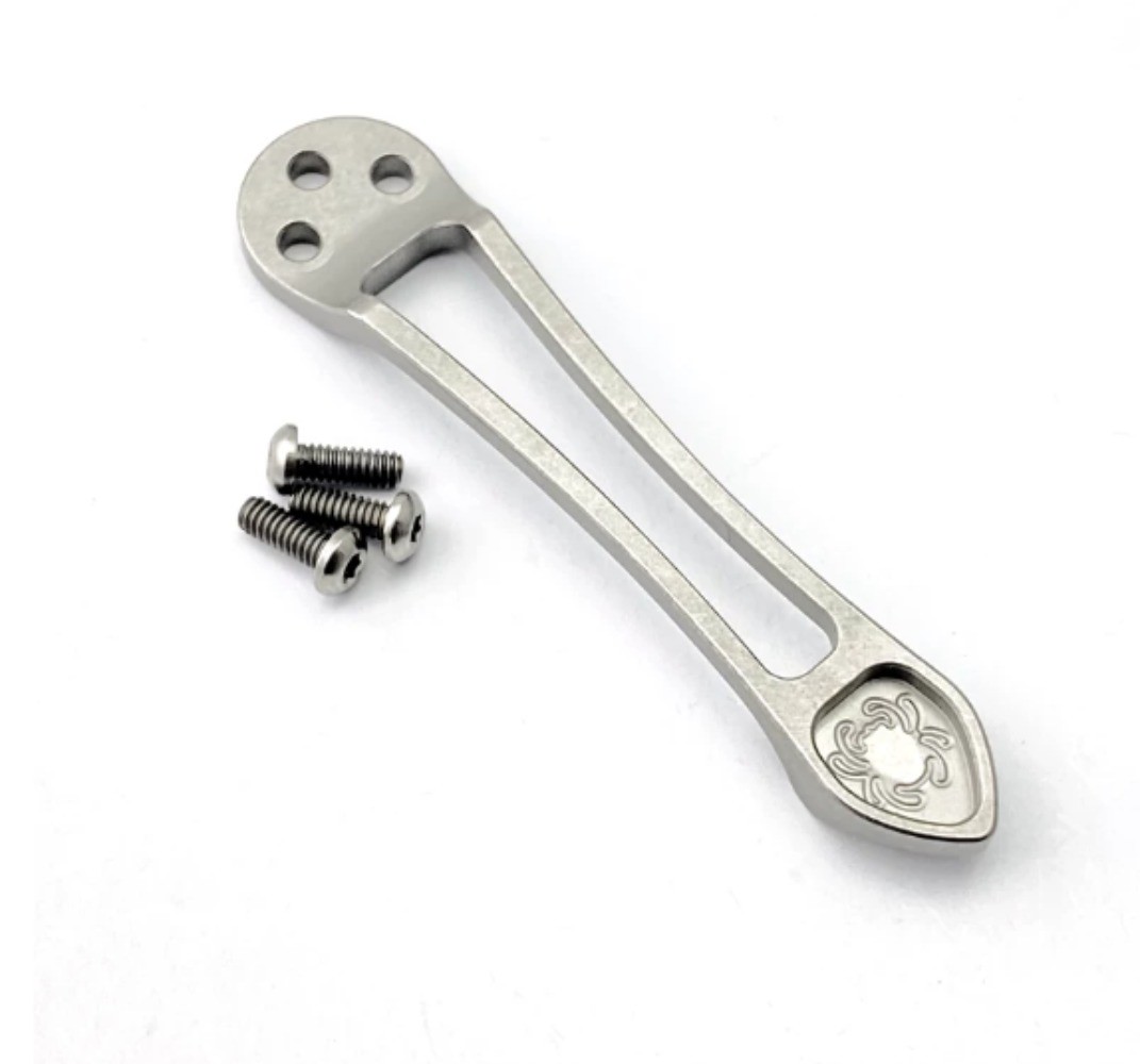 Solid Titanium Pocket Clip for Spyderco Paramilitary C81 Paramilitary 2 Para 3