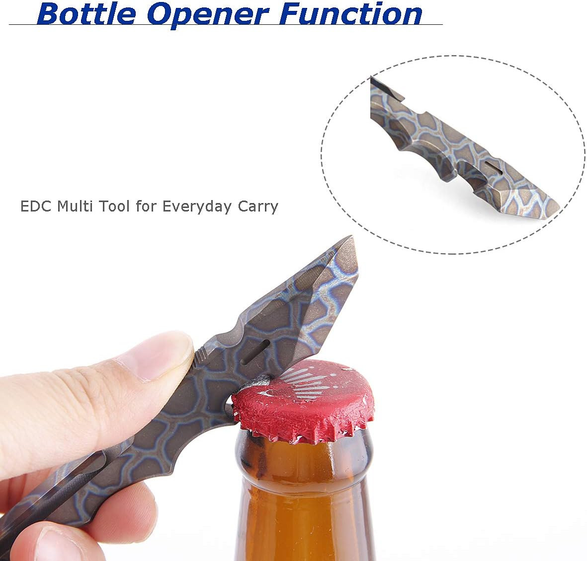 Titanium Pry Bar Multi Tool 4.65″ with Bottle Opener Box Opener Pocket Clip Func