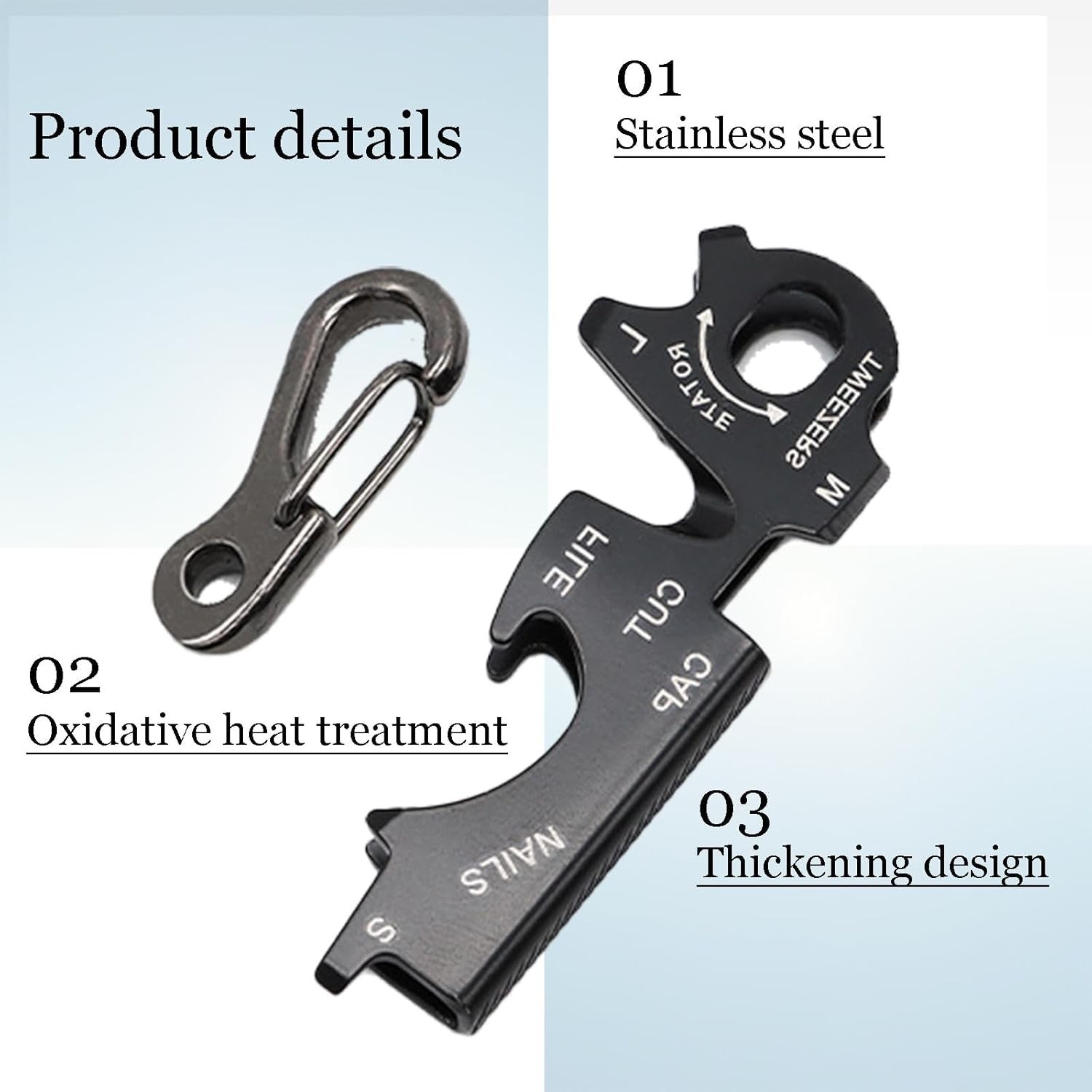Heavy Duty Keychain with Carabiner Clip Multitool Bottle Opener Screwdriver