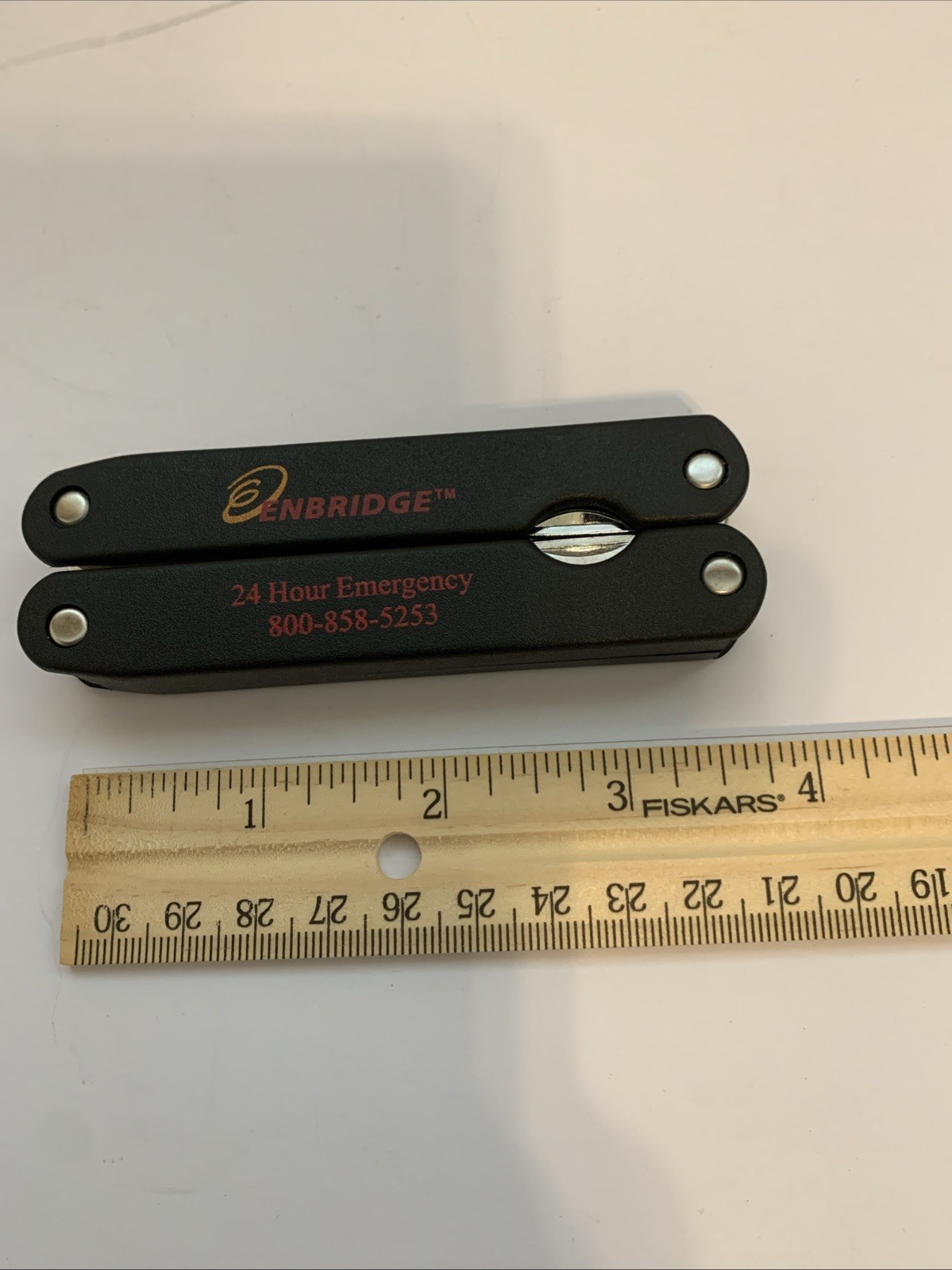 Enbridge Logo Multi Tool With Nylon Belt Sheath Stainless Steel Folded 5”