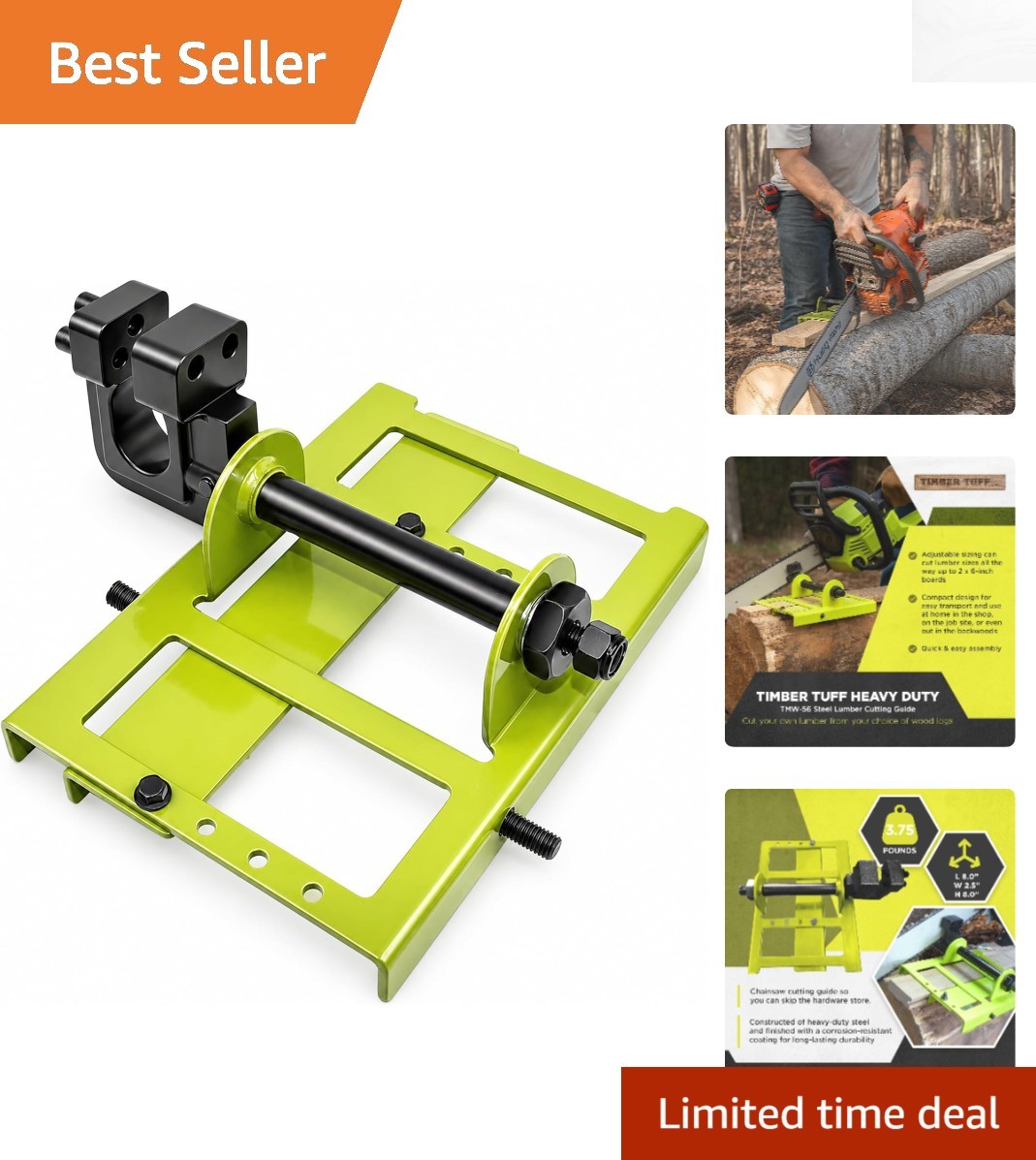 Adjustable Steel Lumber Cutting Guide for Chainsaws – Cut 2×6 Boards Easily