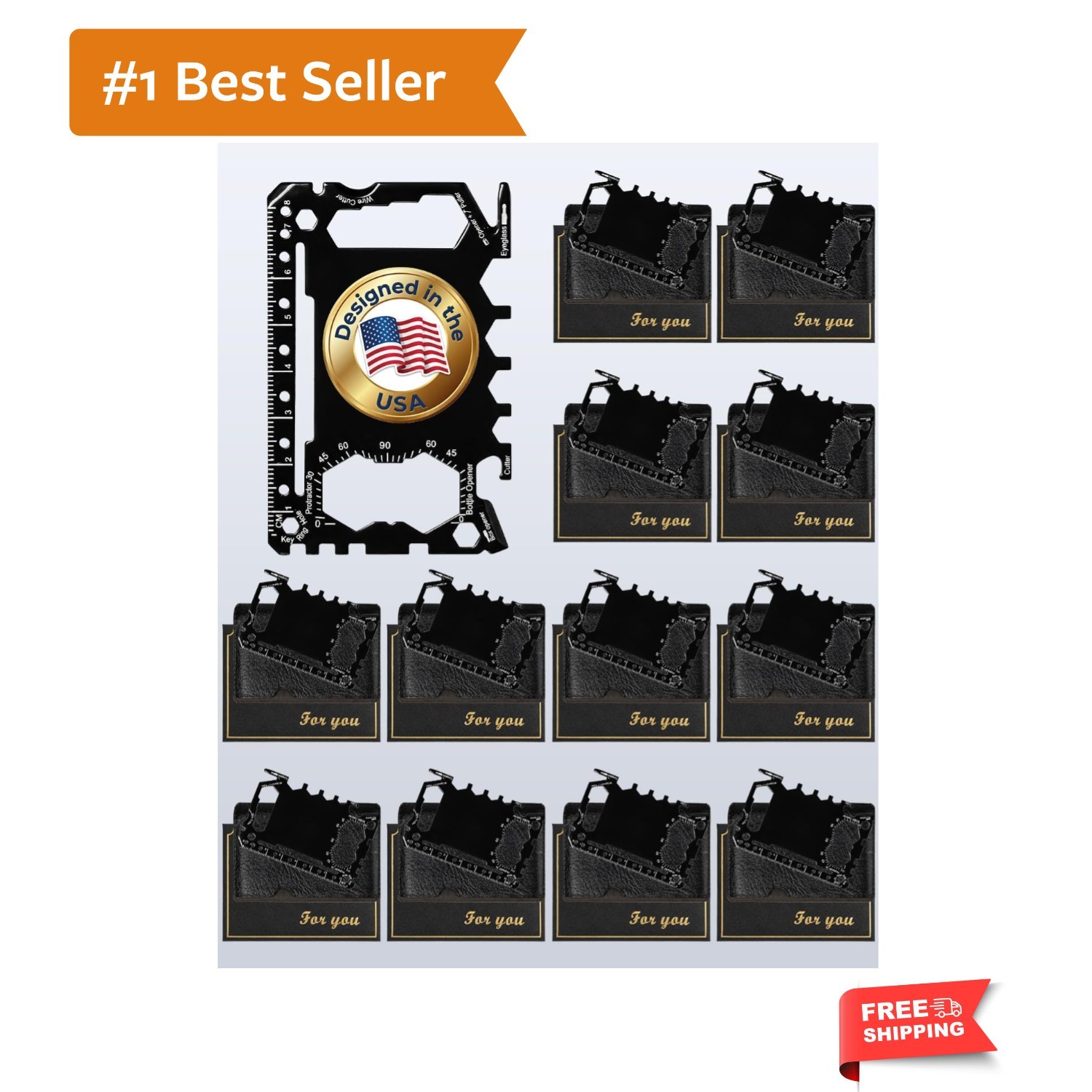 12 Pack 46 in 1 Credit Card Multitool, Titanium-Coated Stainless Steel Surviv…