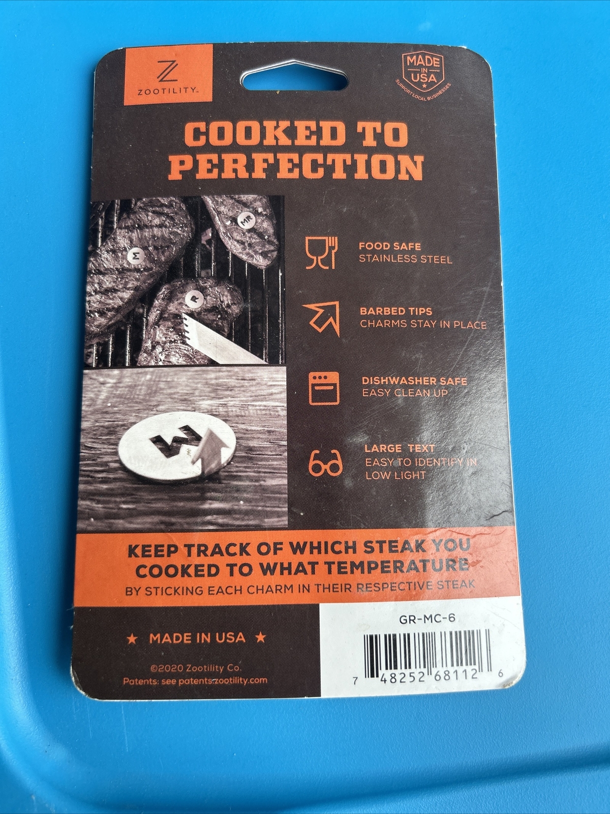 Zootility Meat charms- Grill Right Steak Doneness 6pcs