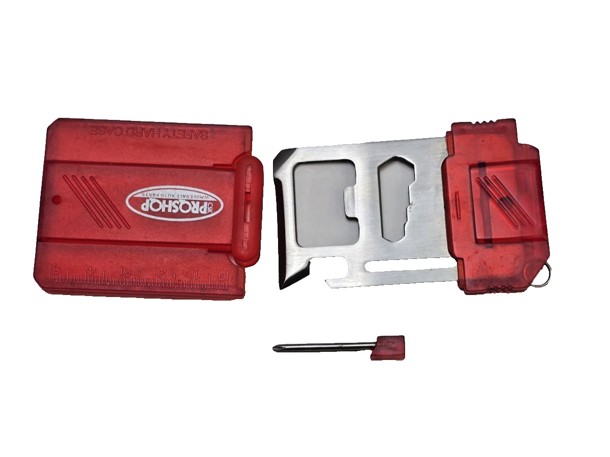CSK Proshop Credit Card Size Multi Survival Tool 11 in 1 Red Safety Hard Case
