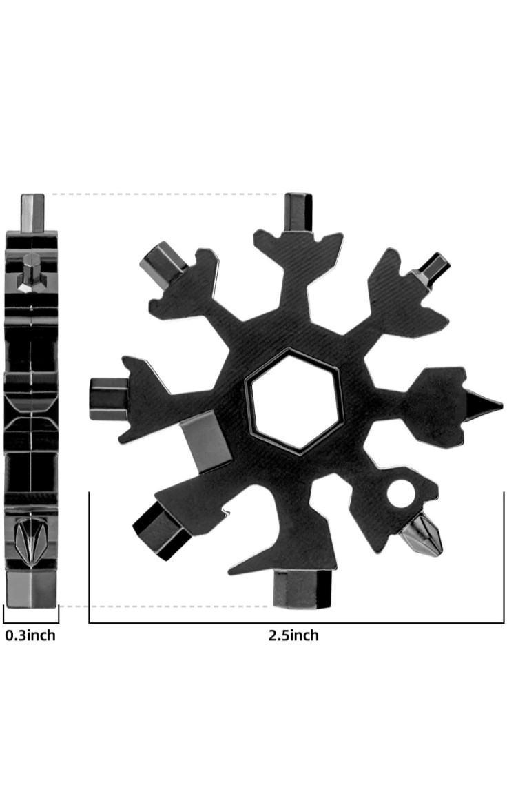 Black 18-in-1 Snowflake Multi-Tool Carbon Steel Multitool Screwdriver Opener
