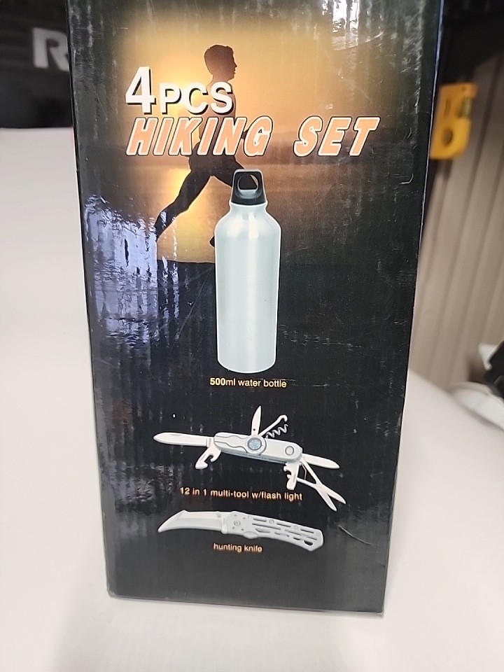 Hiking Set 4 Pcs HERCULES ,500 me Water Bottle,12 In 1 Multi Tool,Hunting Knife