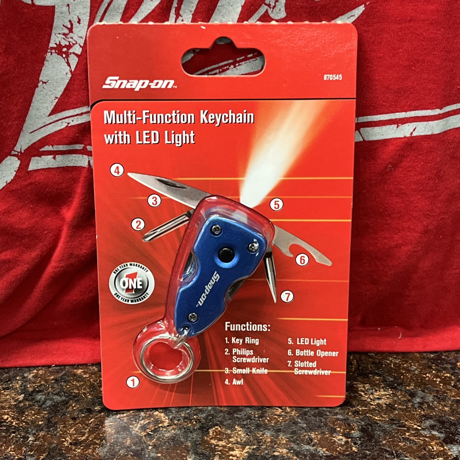 NEW Snap-On BLUE Multi-Function Keychain w/Light Knife Screwdriver 870545 (LOOK)