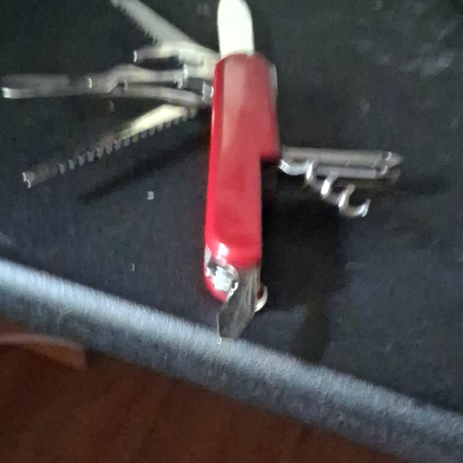 Red Stainless Steel Multi-Tool Knife, Saw, Scissors, Corkscrew, Opener