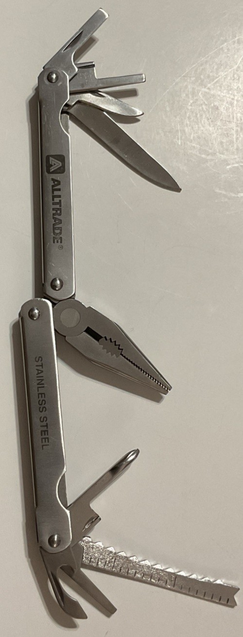 Alltrade Stainless Steel Multi-Tool With Brown Leather Case