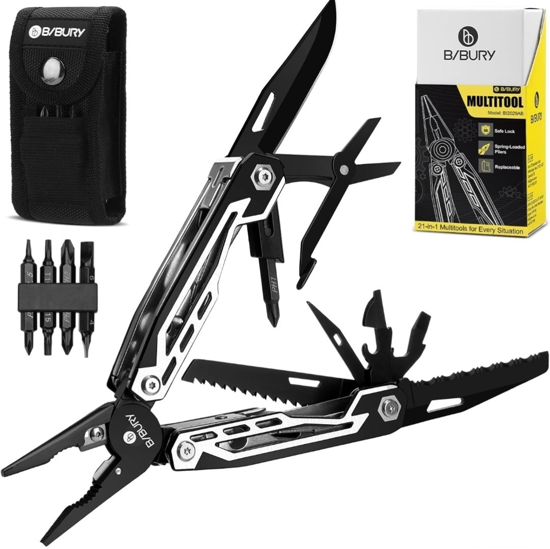 BIBURY Multitool, 21-in-1 Stainless Steel Pocket Knife with Scissors,…