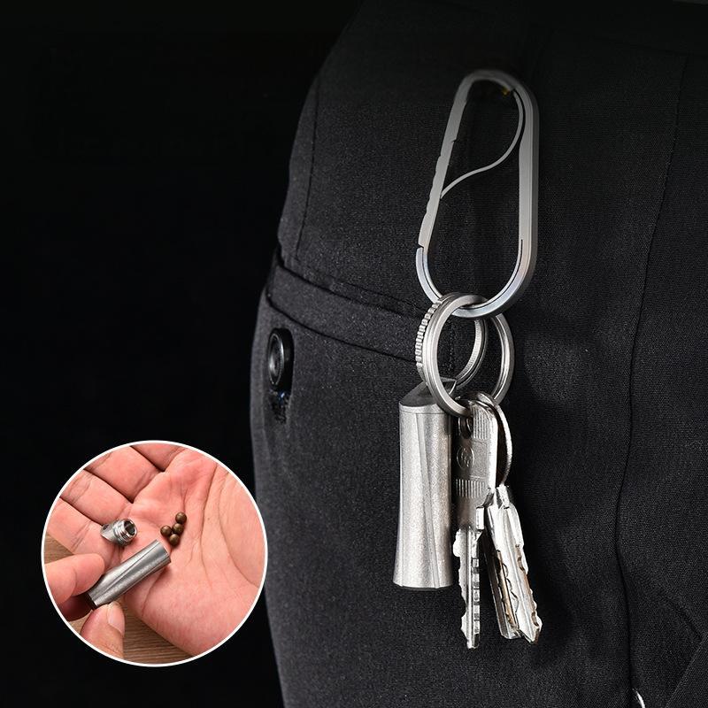 Titanium Pill Holder Case Organizer Container Waterproof Portable New Keychain