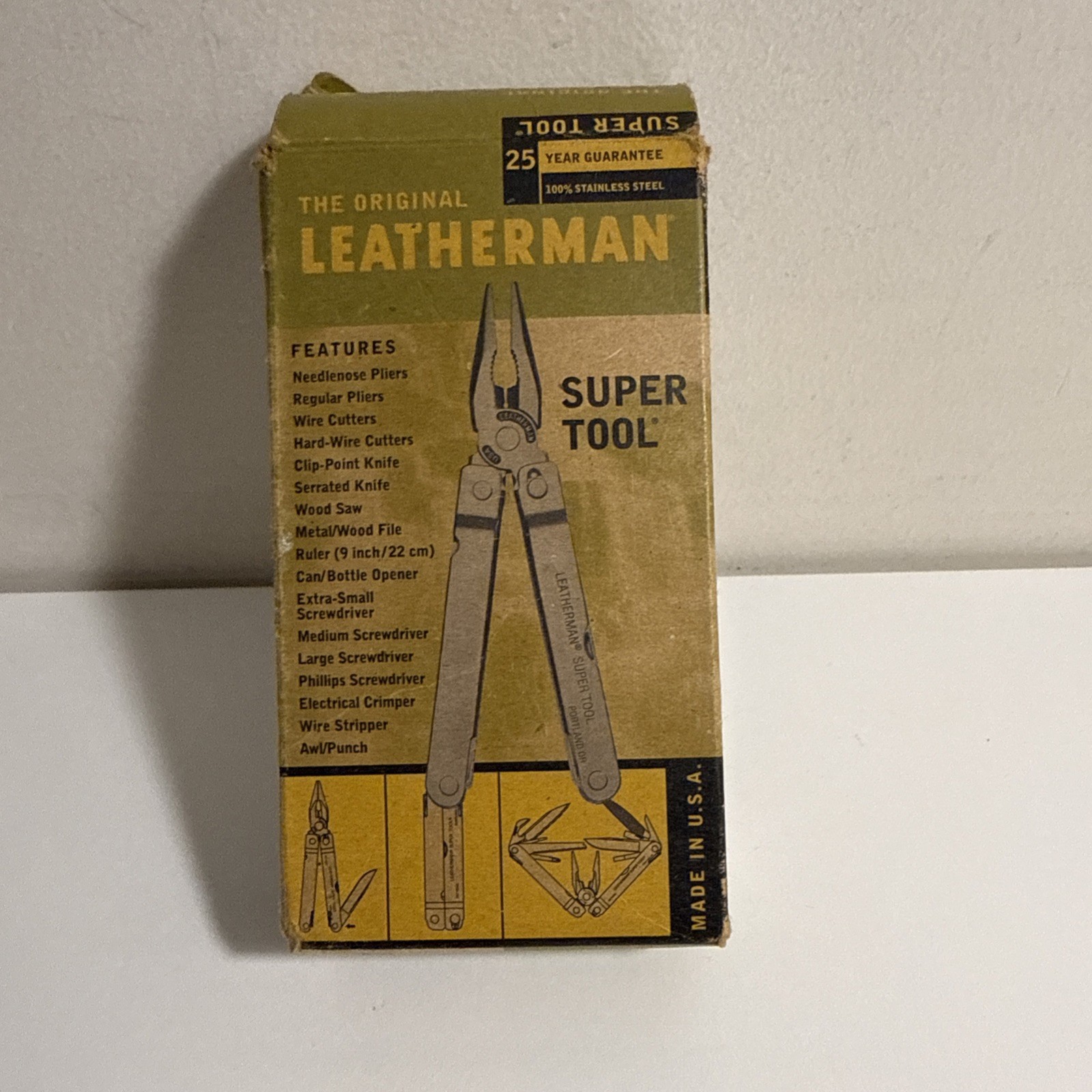 Original Leatherman Super Tool Sheath Box Portland Oregon Pat Pend Badger Meter