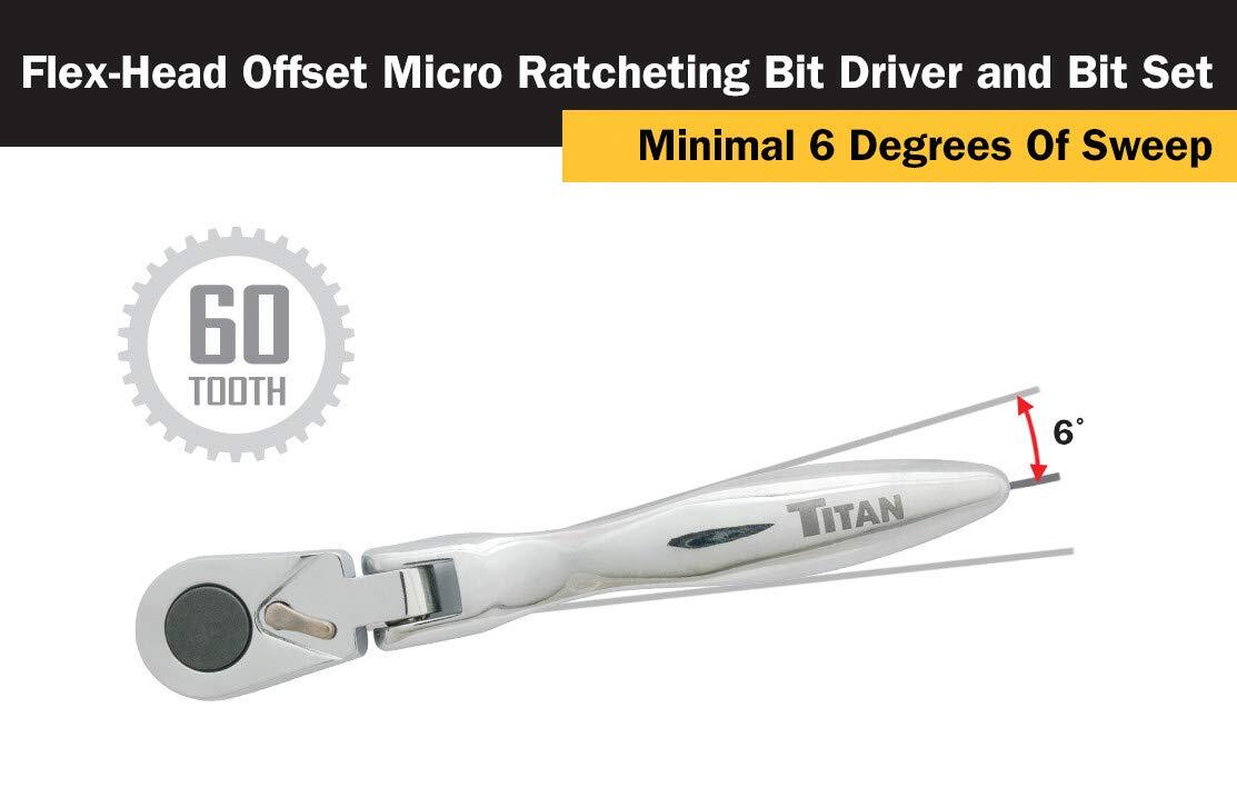 11212 41/8inch Flexhead Offset Micro Ratcheting Bit Driver And Bit Set