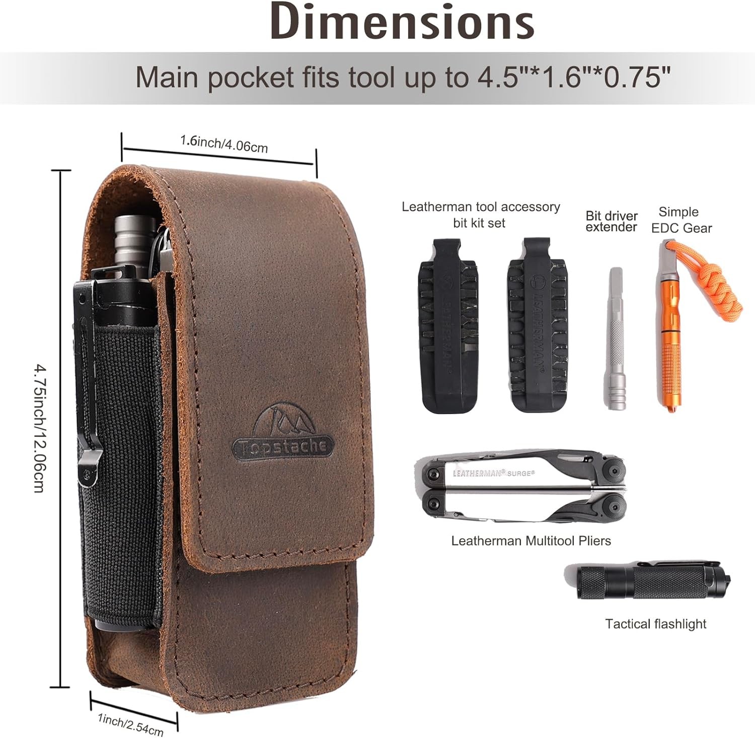 Topstache Multitool Sheath for Men – Belt Leather Multitool Holster – EDC Belt O