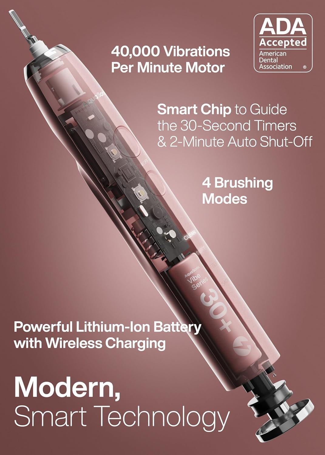 Aquasonic Vibe Series Ultra-Whitening Toothbrush – ADA Accepted Electric Tooth