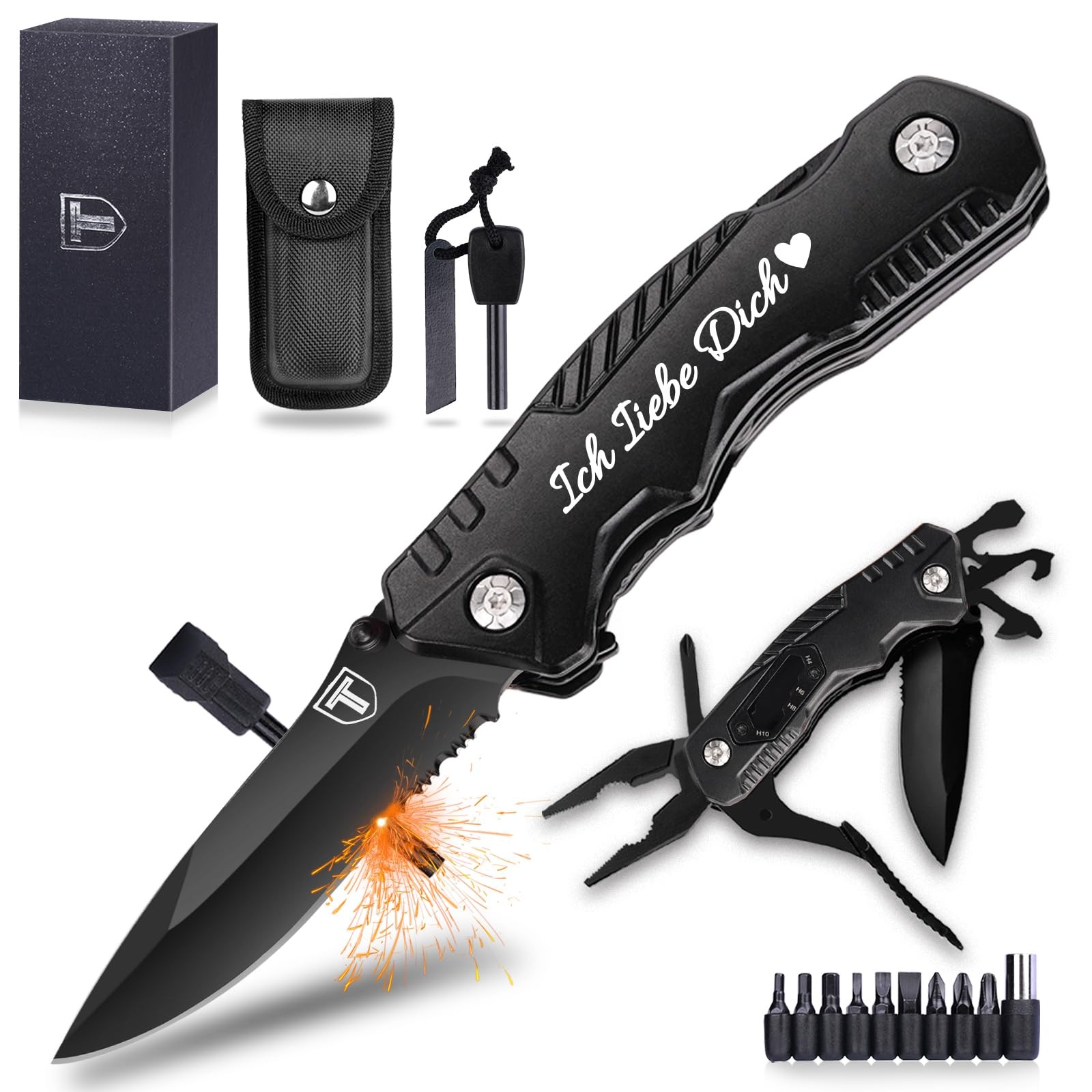 Multitool Pocket Knife Anniversary Gifts for Men 21 in 1, I Love Dic…