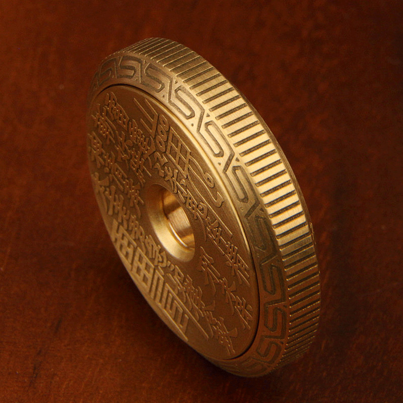 Solid Brass Fidget Slider Clicker Coin Tai Chi Haptic for Adult EDC Lucky Toys