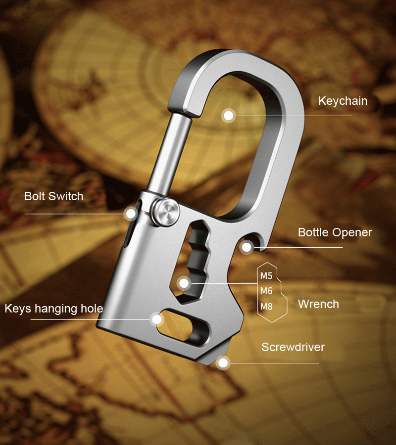 EDC Titanium Mechanic Key Chain Carabiner Bottle Opener Outdoor Multi Tools