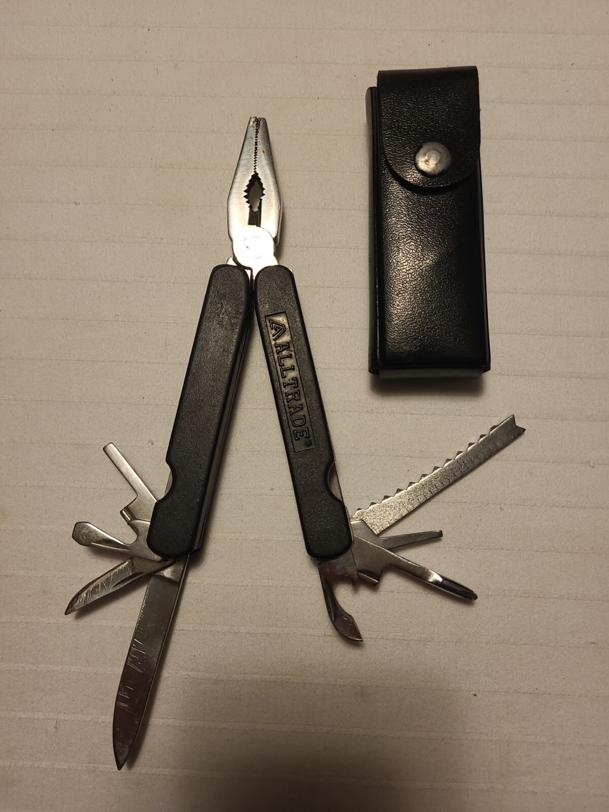 Alltrade Stainless Steel Multi-Tool 9 Tools With Belt Slide Case Black 4 1/2″ L
