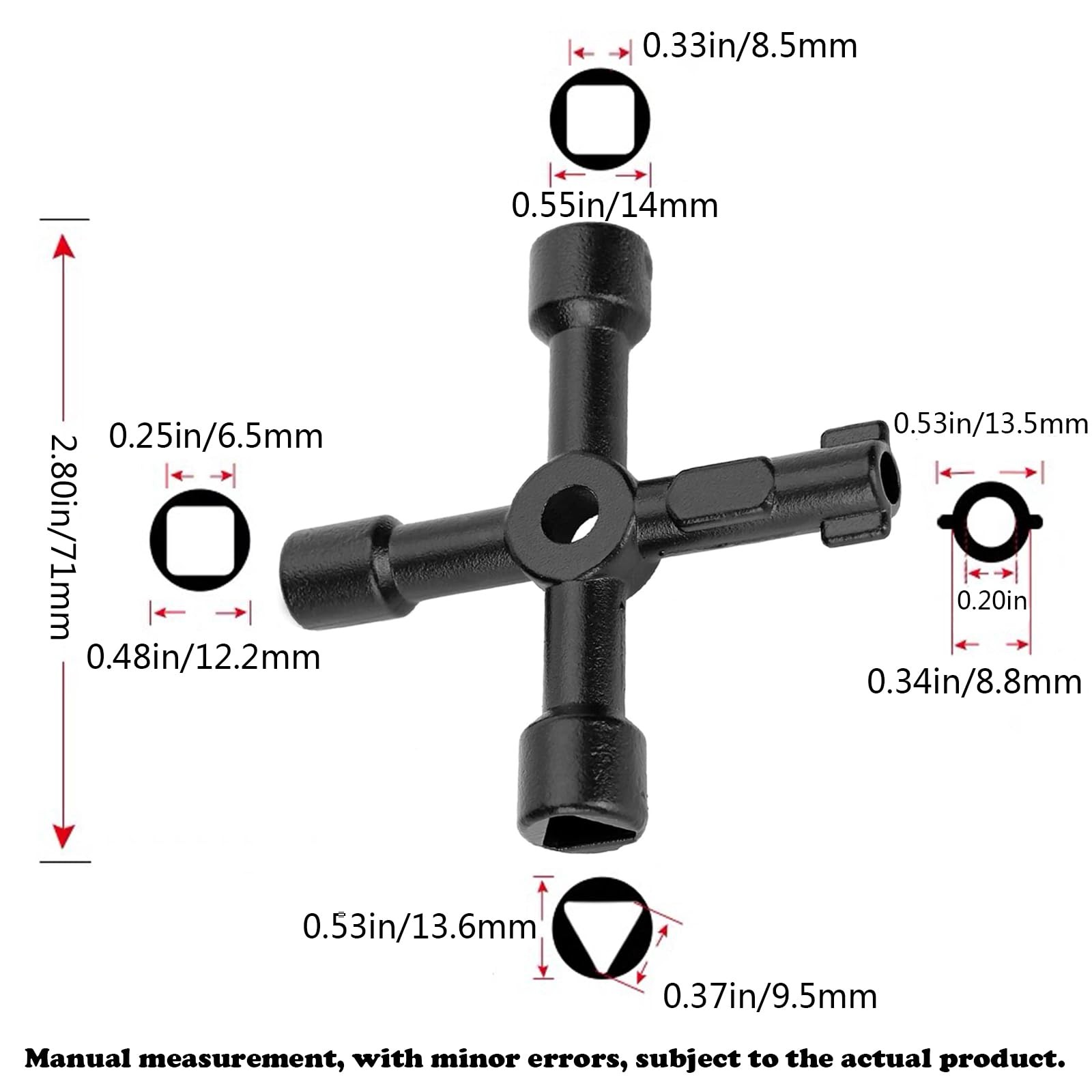 2 PCS 4 Way Cross Key, Zinc Alloy Multifunction Radiator Key Opening Cross Ke…