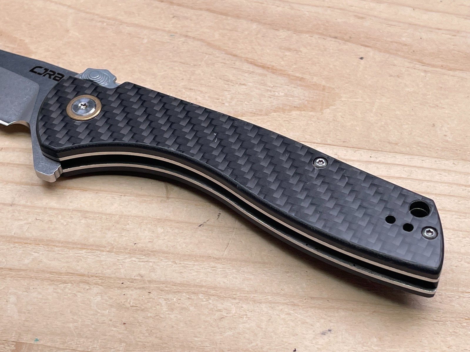CJRB Cleaver J1915 D2 3.5” Steel Blade Folding Pocket Knife Carbon Fiber Handle